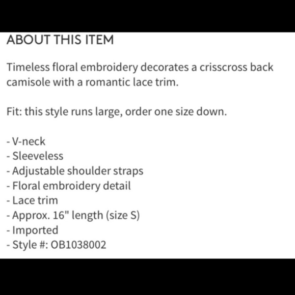 Free People Jenna Embroidered Black Cami Top NWT Size Medium - Picture 7 of 13